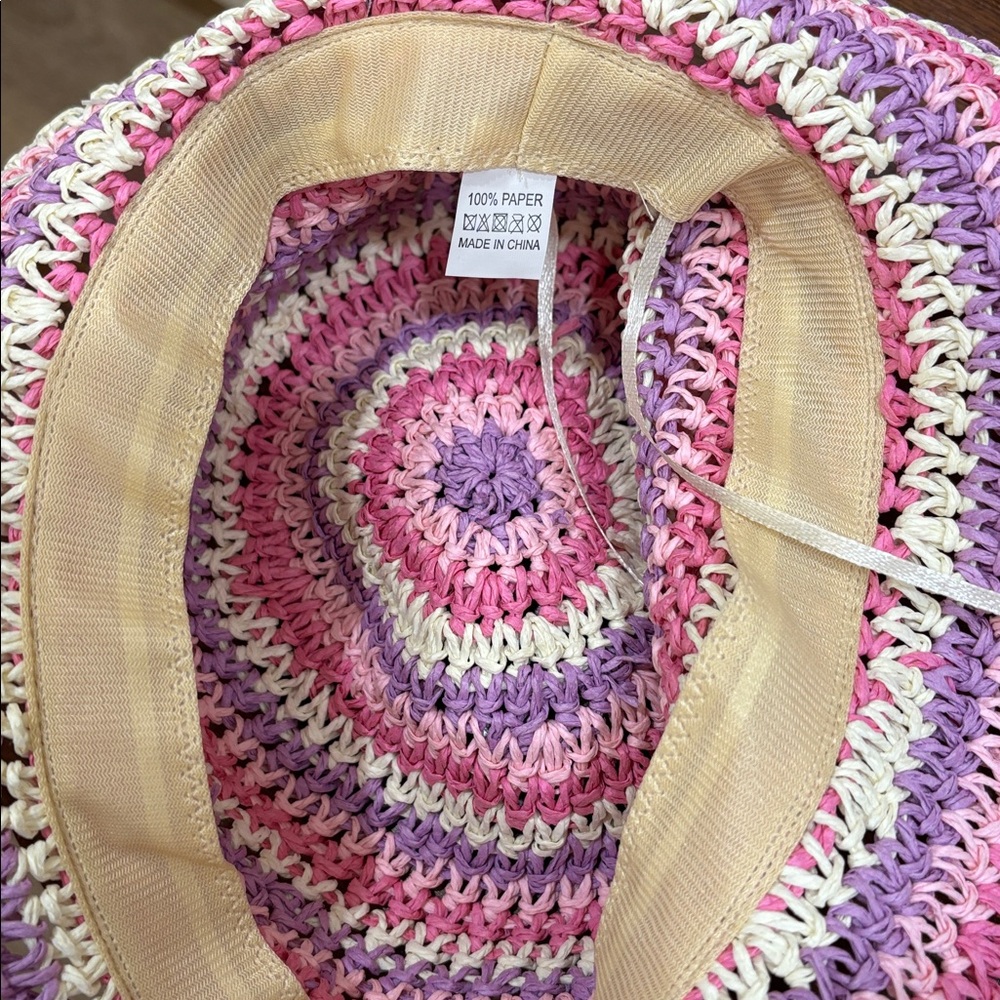 Pink and Purple Crochet Stray Bucket Hat - Picture 2 of 2